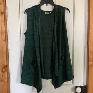 LOGO by Lori Goldstein Green Hooded Vest w/pockets